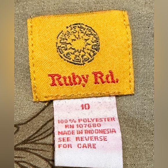 Ruby Rd Fall Button Down Top Khaki Jungle Safari Earthy Long Sleeve Size 10 - Picture 9 of 16